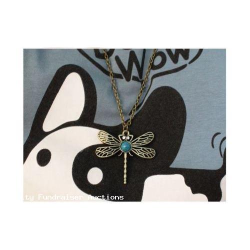 Womens Retro Style Dragonfly Long Sweater Chain Pendant